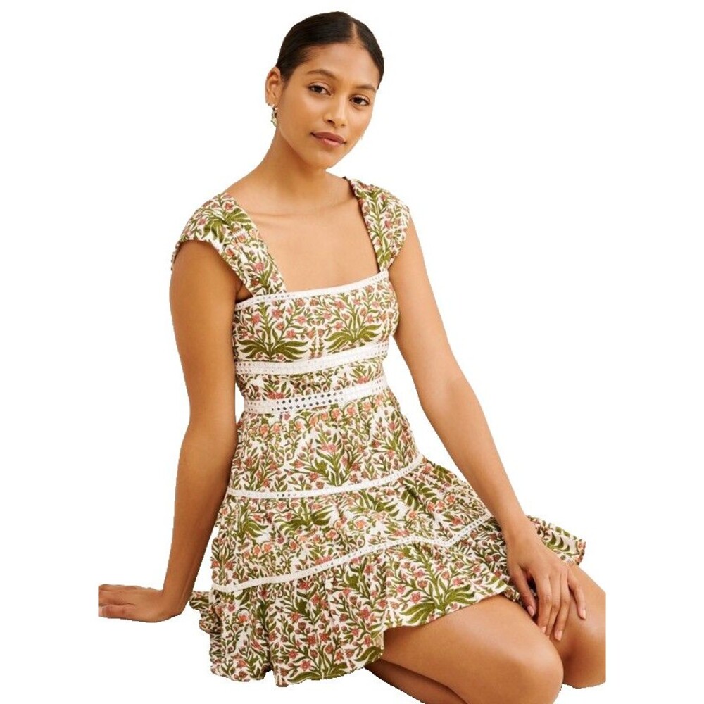 SAYLOR Green and White Floral Mini Dress
